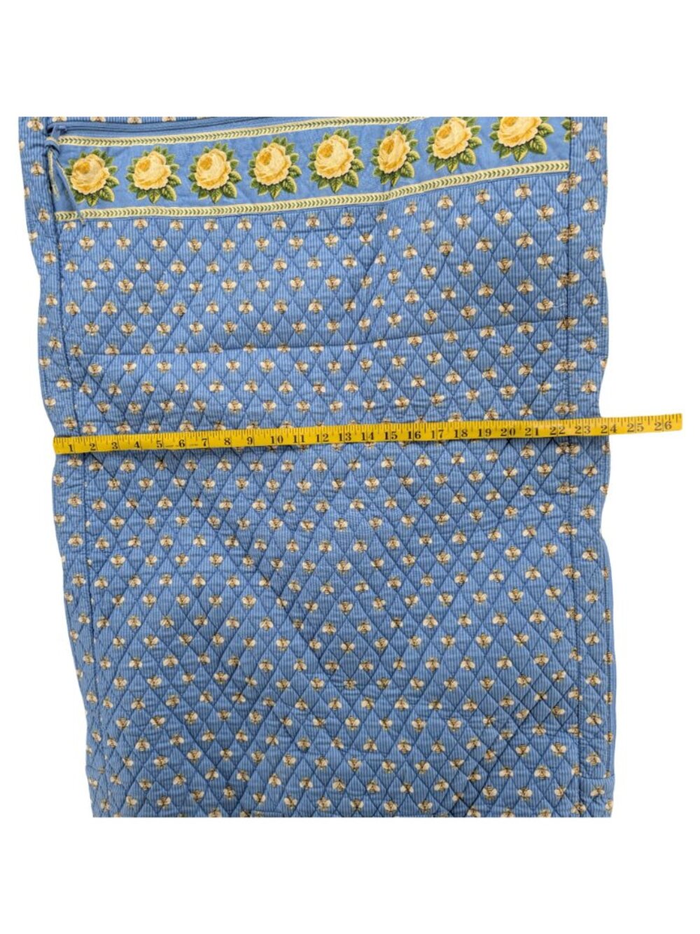 Vtg Vera Bradley Garment Bag Blue Yellow Rose Bumble Bee Print Quilted Cotton - Picture 8 of 13